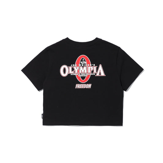 Womens Olympia Small Logo Crop T-Shirts (Black)