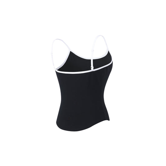 Womens Small Logo Two-in-One Color Block Tank Top (Black)
