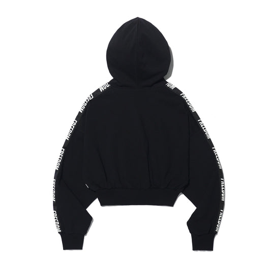 Freedom Women's Cropped Lettering Hooded Zip-Up (Black)