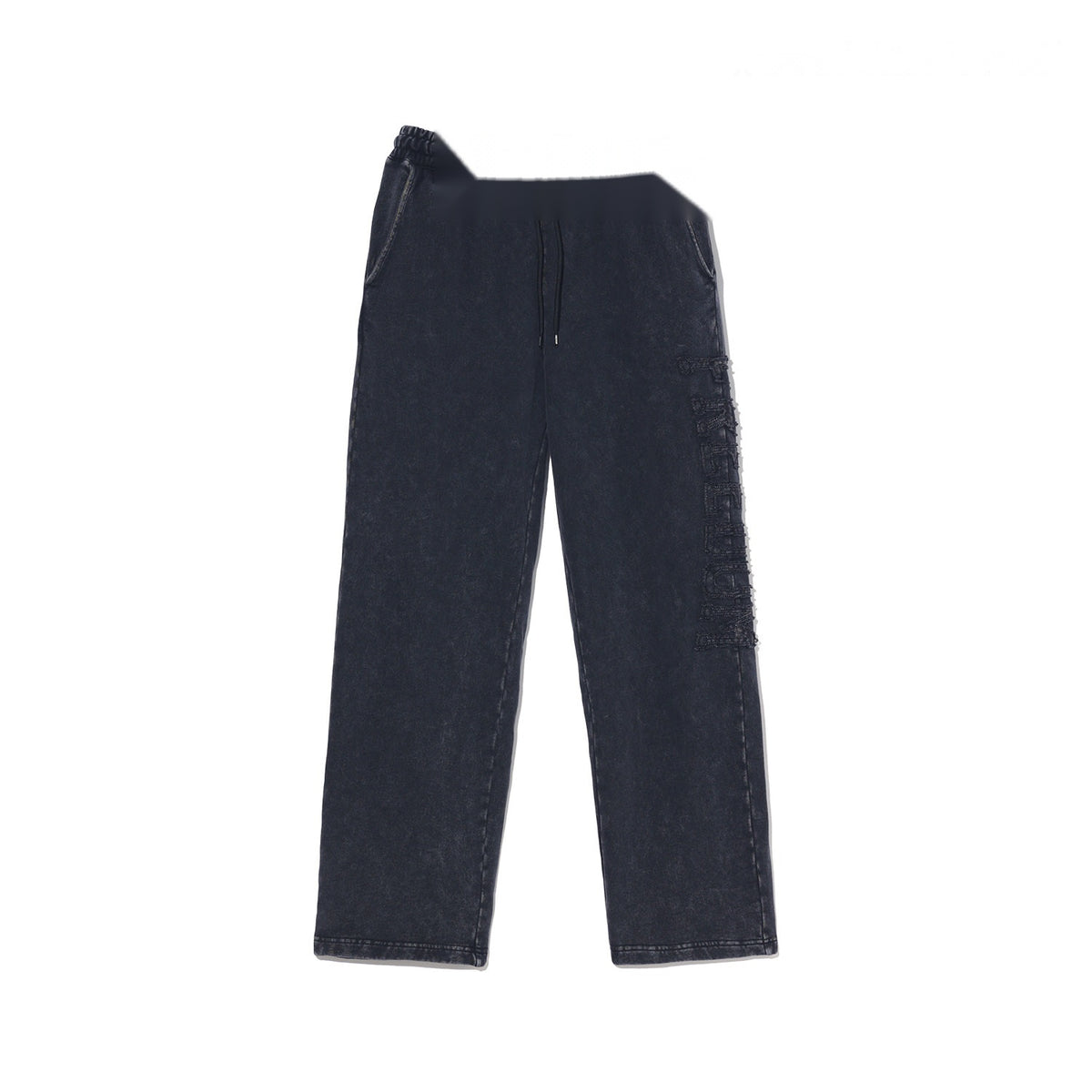 Damaged Applique Pigment Sweatpants (Black)