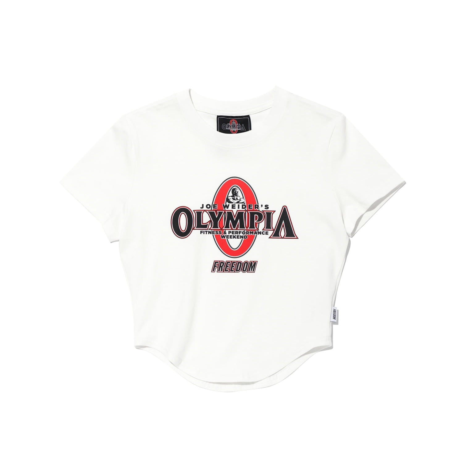 Womens Olympia Big Logo Crop T-Shirts (White)