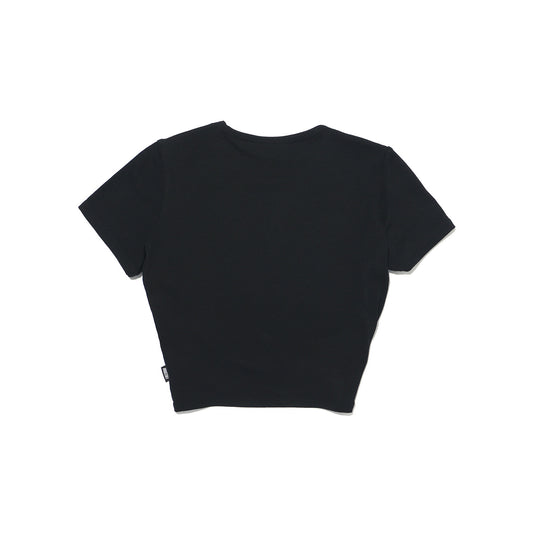 Ribbed Twist Crop Short Sleeve (Black)