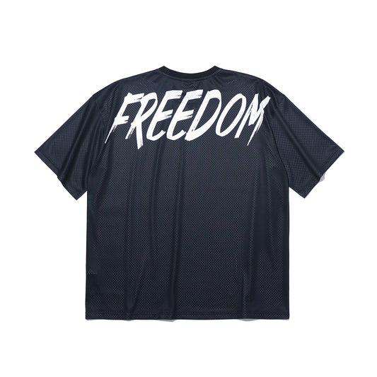 Mesh Oversized Back Print T-shirt (Black)