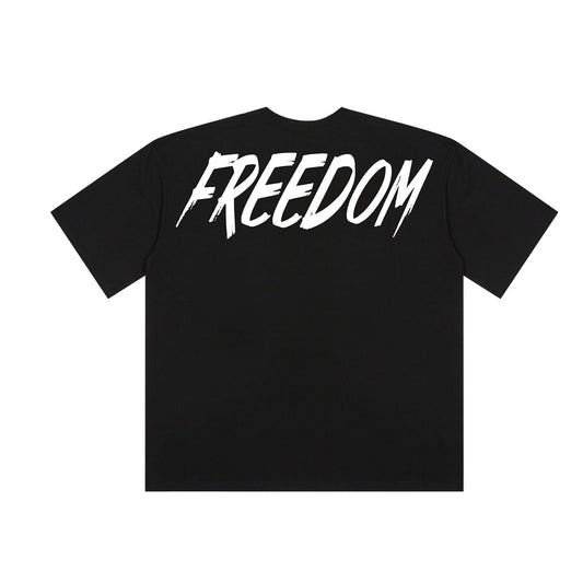 FREEDOM Over Fit Back Printing T-shirt (Black)