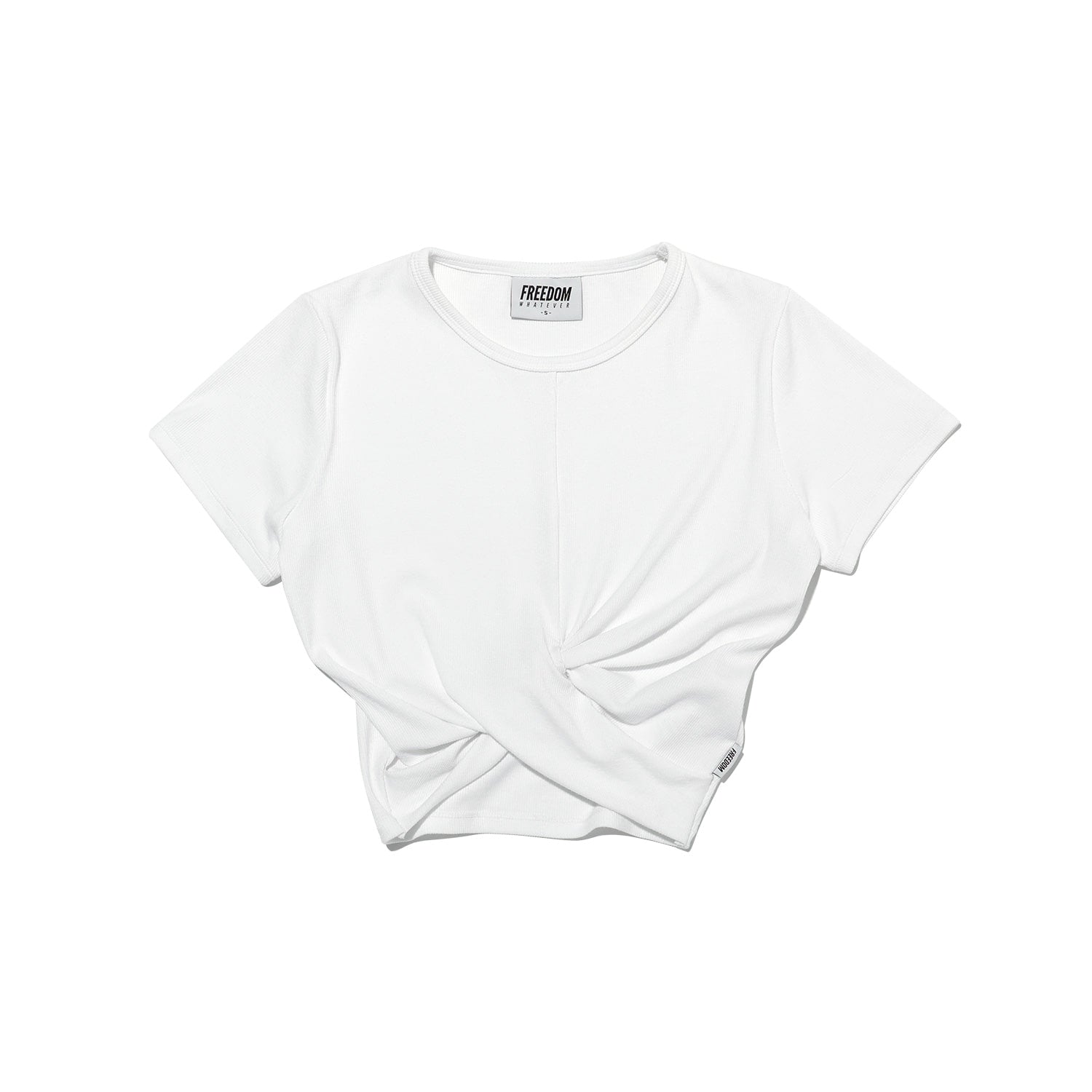 Ribbed Twist Crop Short Sleeve (White)