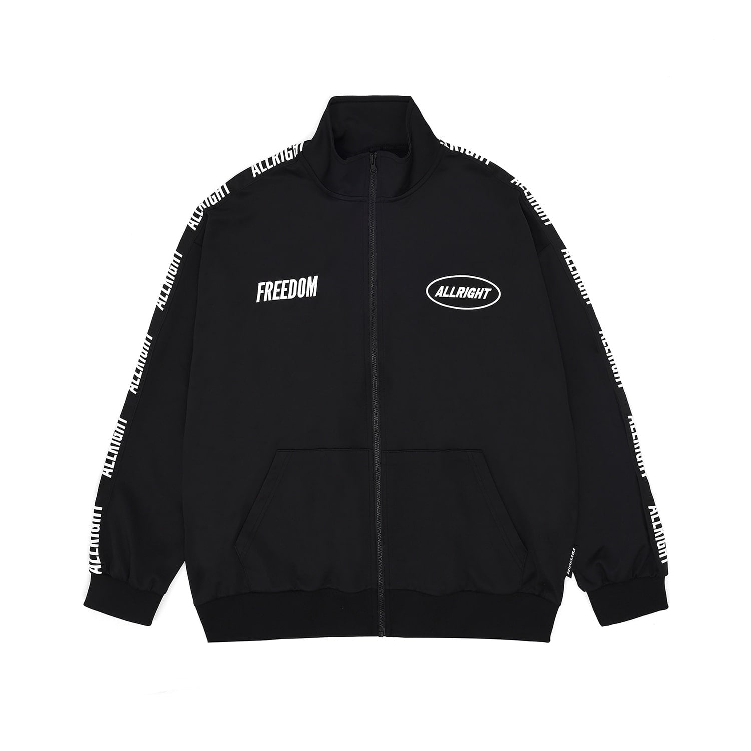 ALLRIGHT Lettering Jersey Jacket (Black/White)