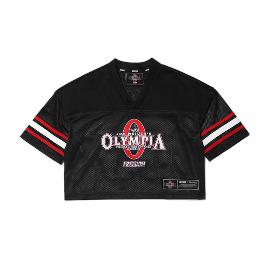Women's Olympia Crop Rugby Jersey (Black)