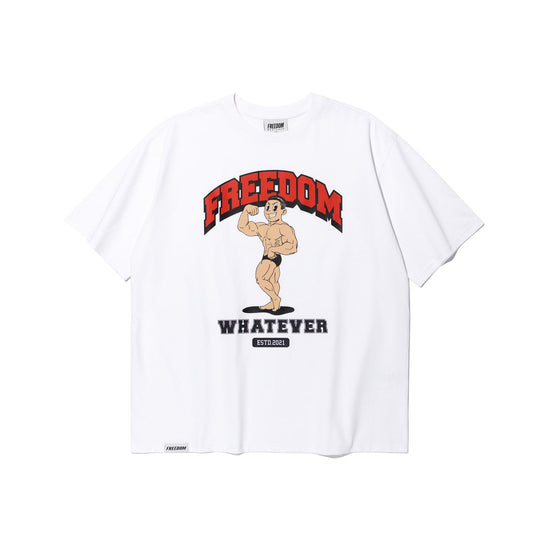 Side Chest Man Printing T-Shirts (White)