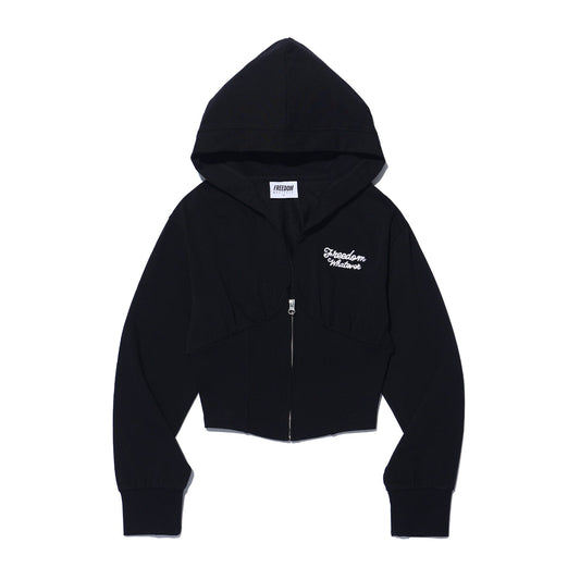 Corset Slim Hood Zip-up (Black)