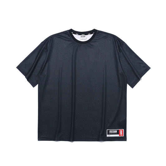 Mesh Oversized Back Print T-shirt (Black)