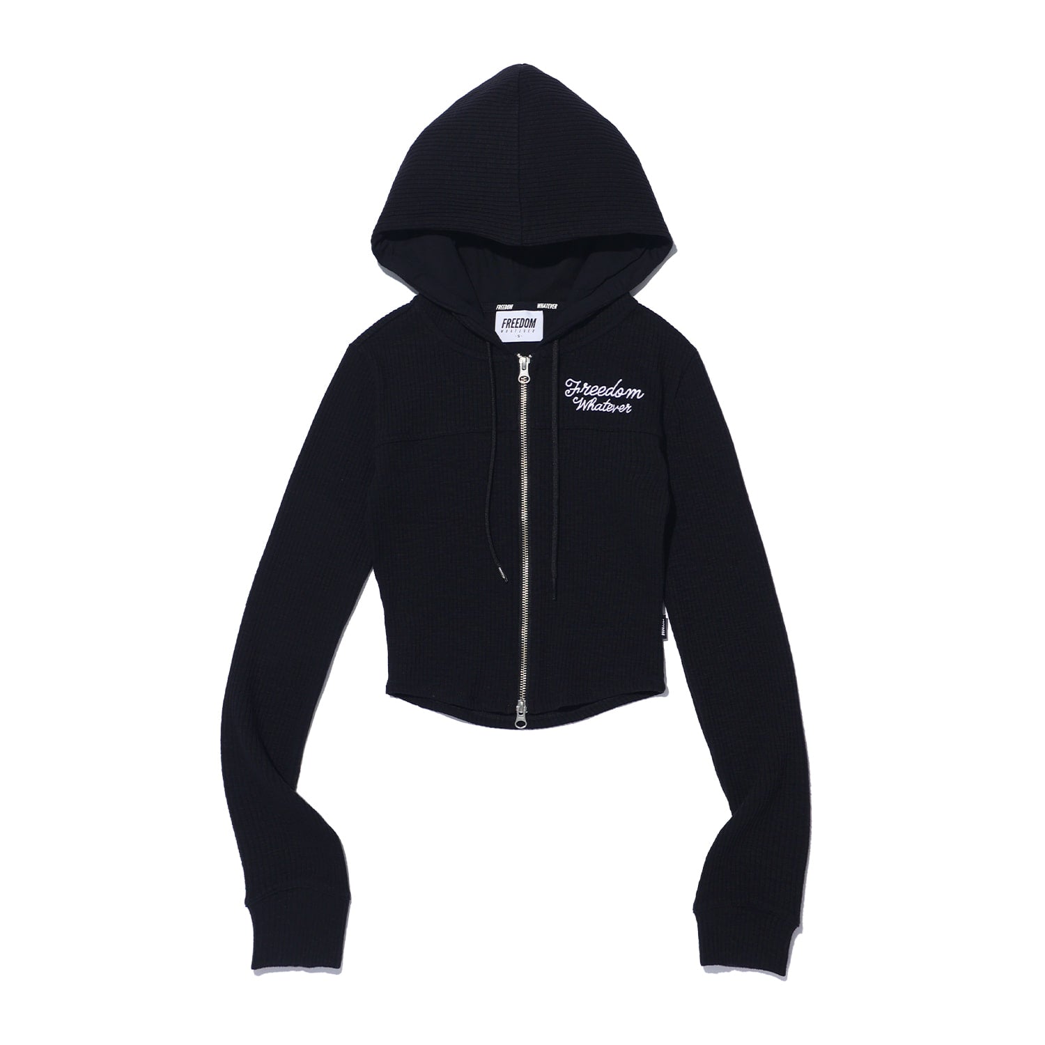 Slim Ribbed 2 Way Hoodie Zip-up (Black)