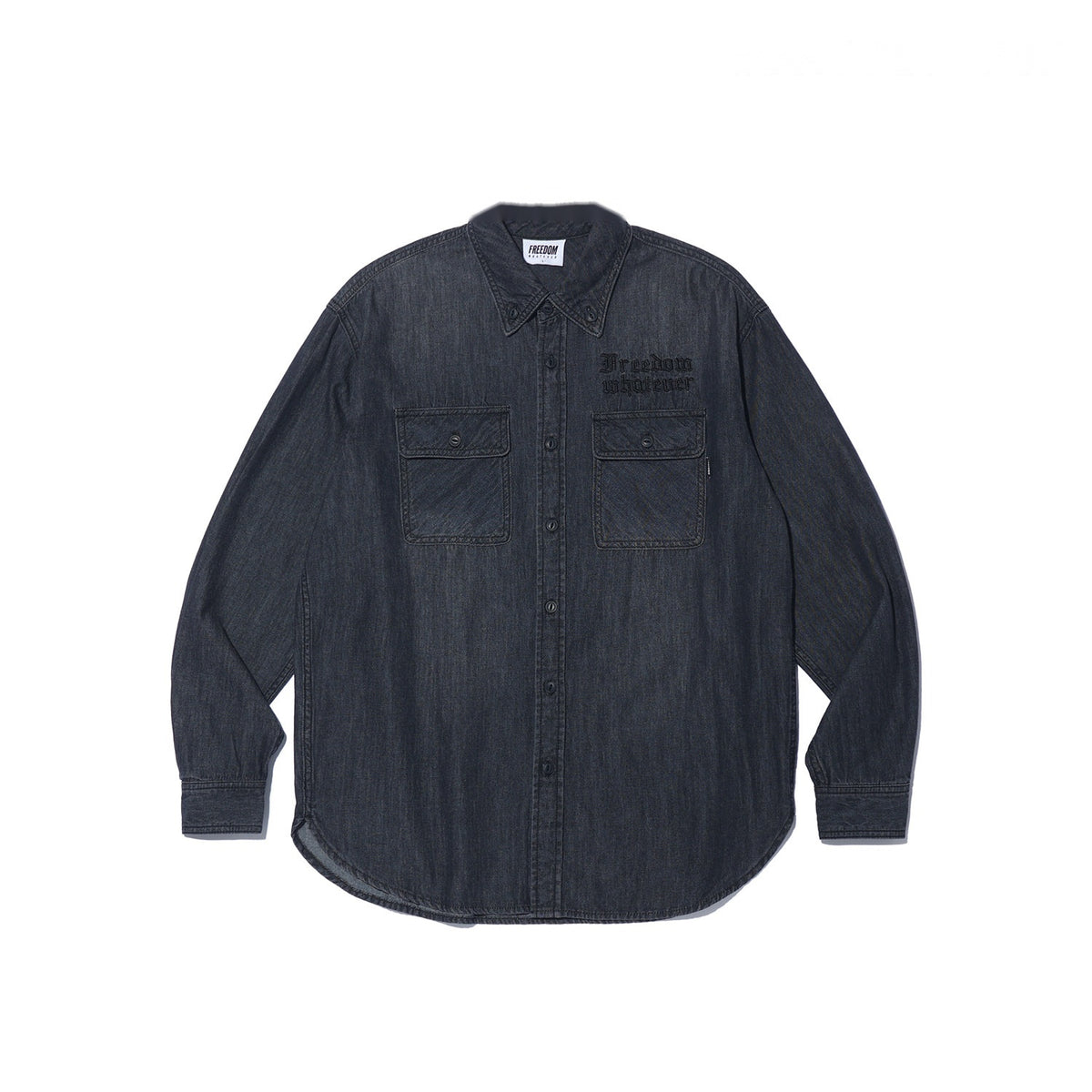 Lettering Washed Denim Shirt (Black)