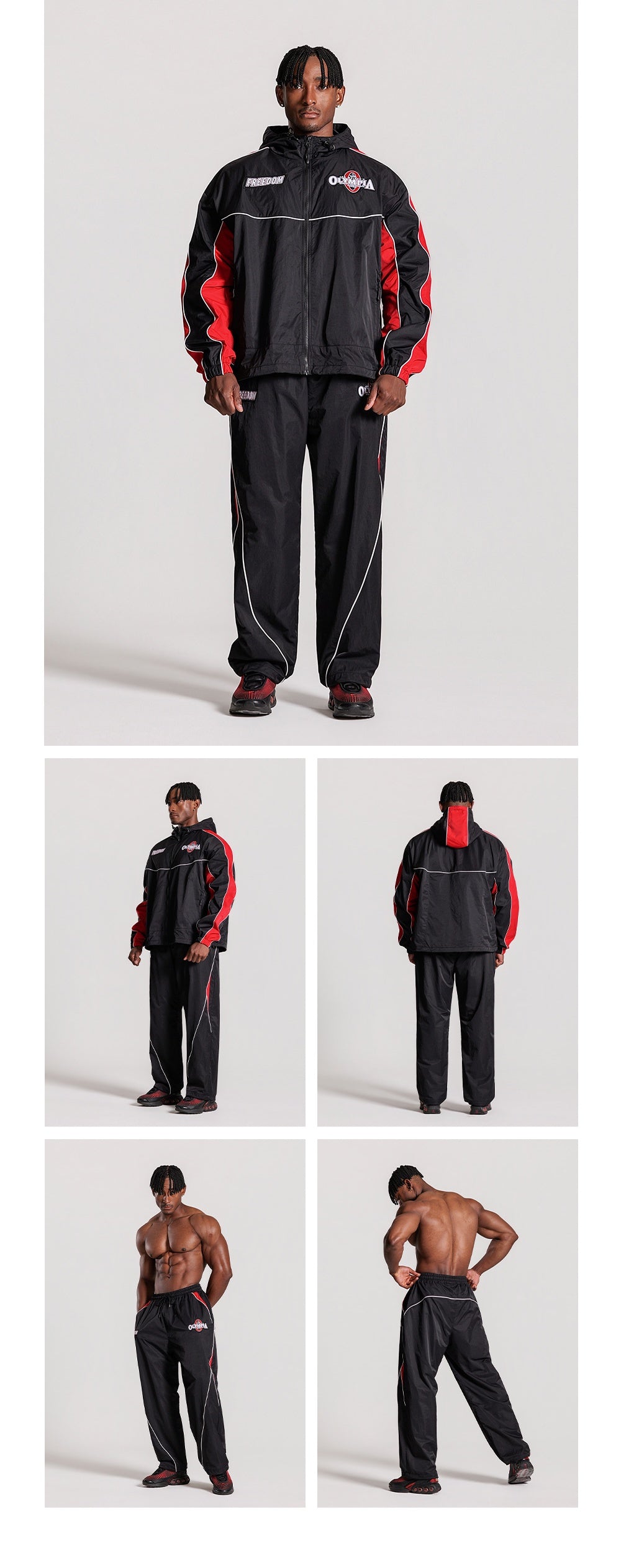 Olympia Panel Line Track Pants (Black)