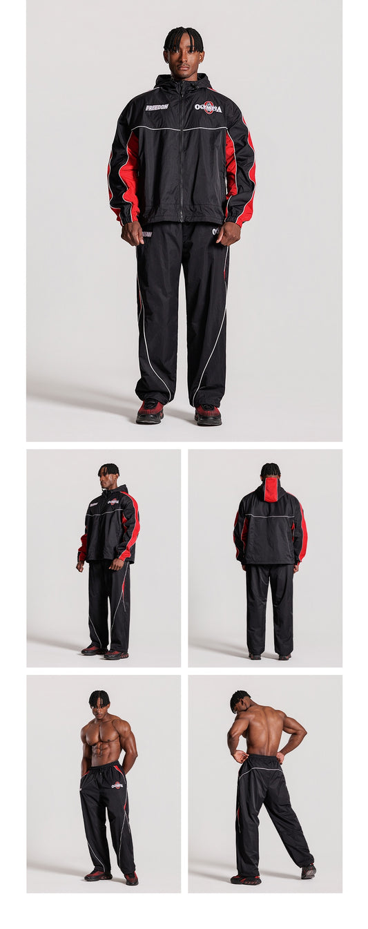 Olympia Panel Line Track Pants (Black)