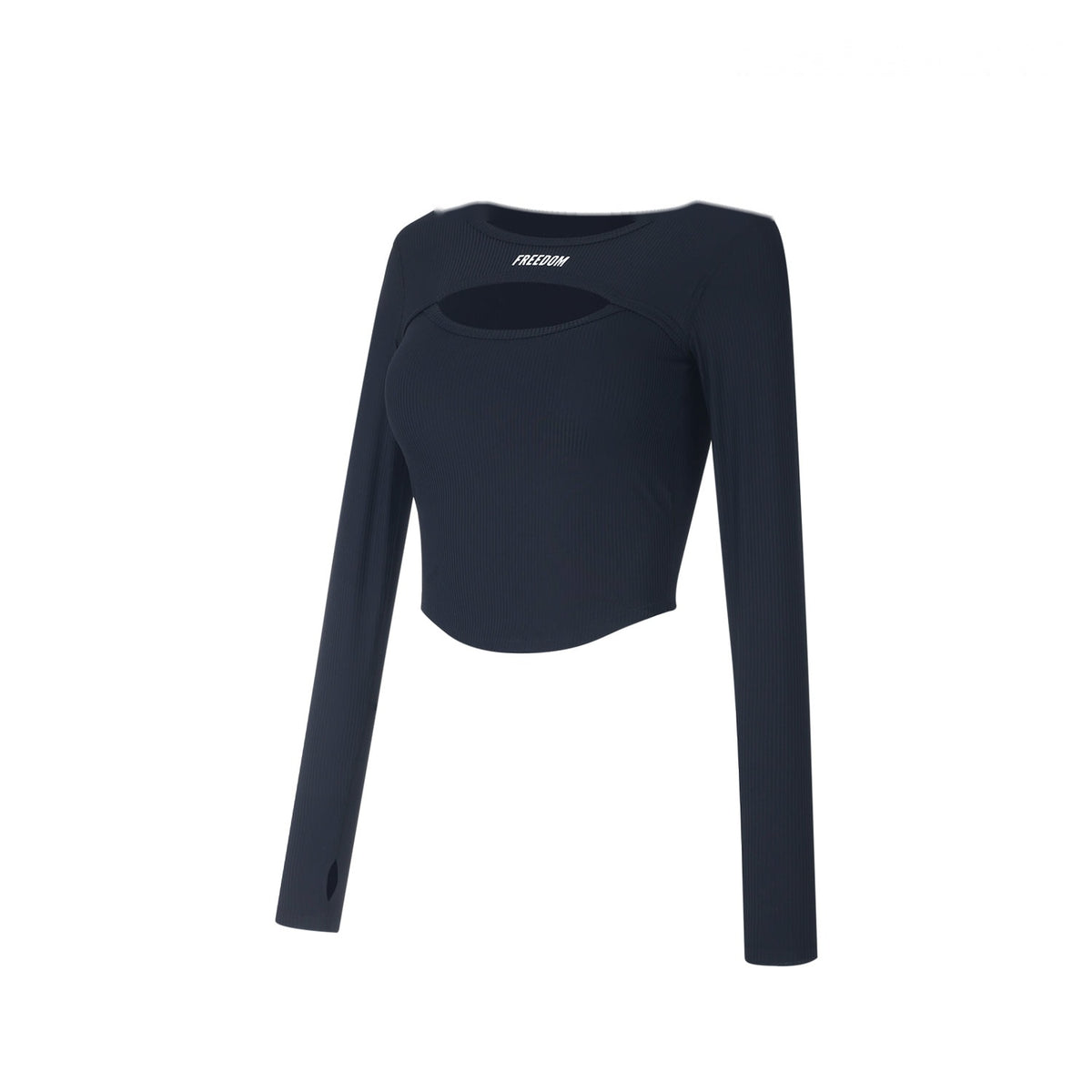 Ribbed Cutout Long Sleeve (Black)