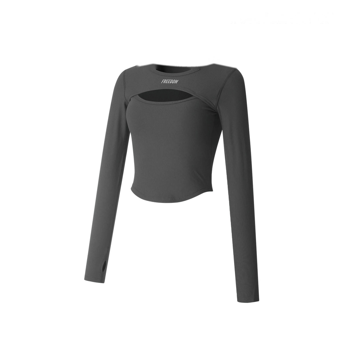 Ribbed Cutout Long Sleeve (Dark Gray)