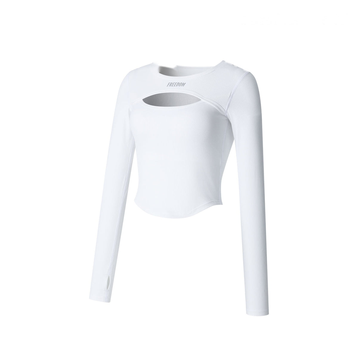 Ribbed Cutout Long Sleeve (White)