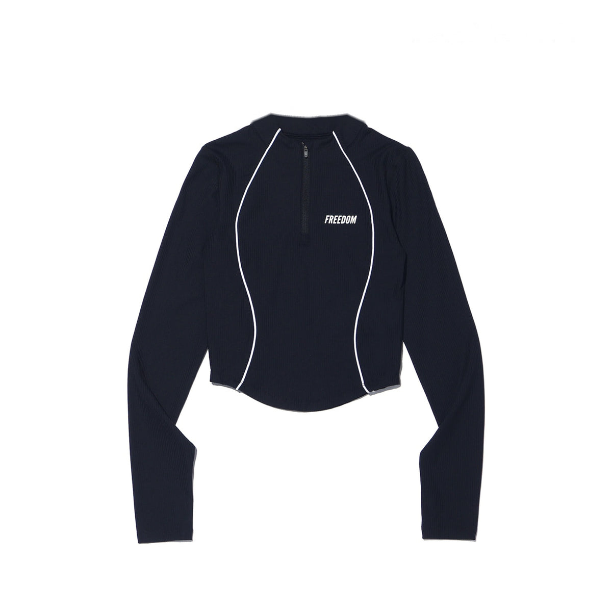Ribbed Half Collar Zip-Up (Black)