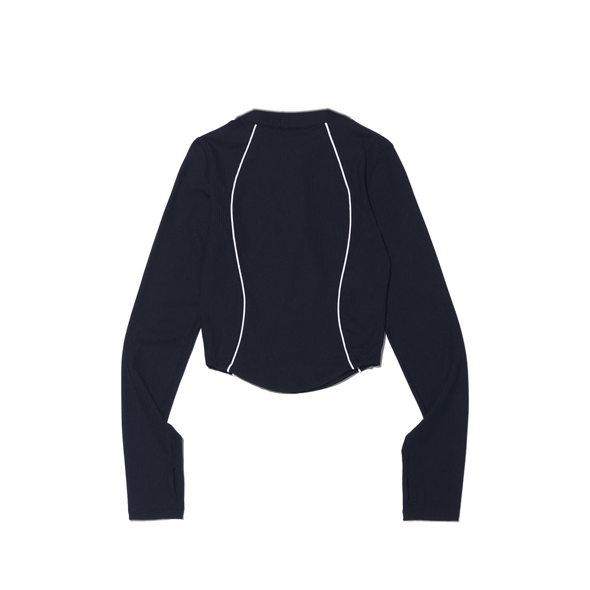 Ribbed Half Collar Zip-Up (Black)