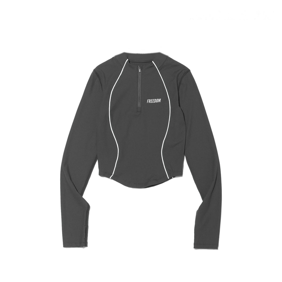 Ribbed Half Collar Zip-Up (Dark Gray)