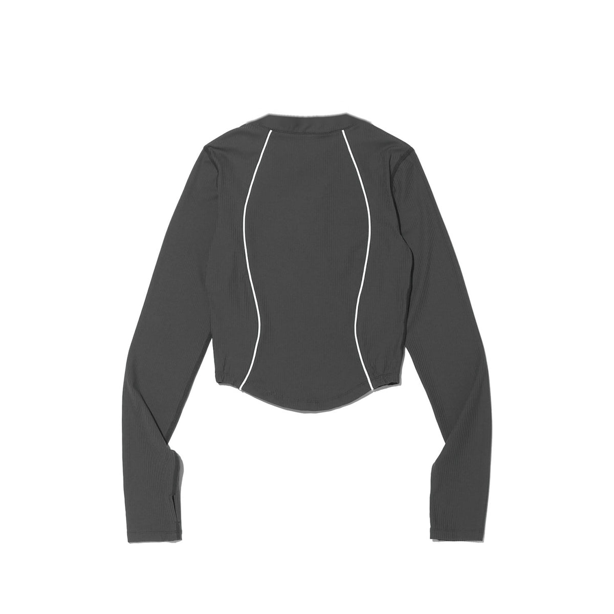 Ribbed Half Collar Zip-Up (Dark Gray)